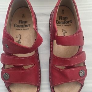 Finn Comfort Cherry Red Leather Sandals